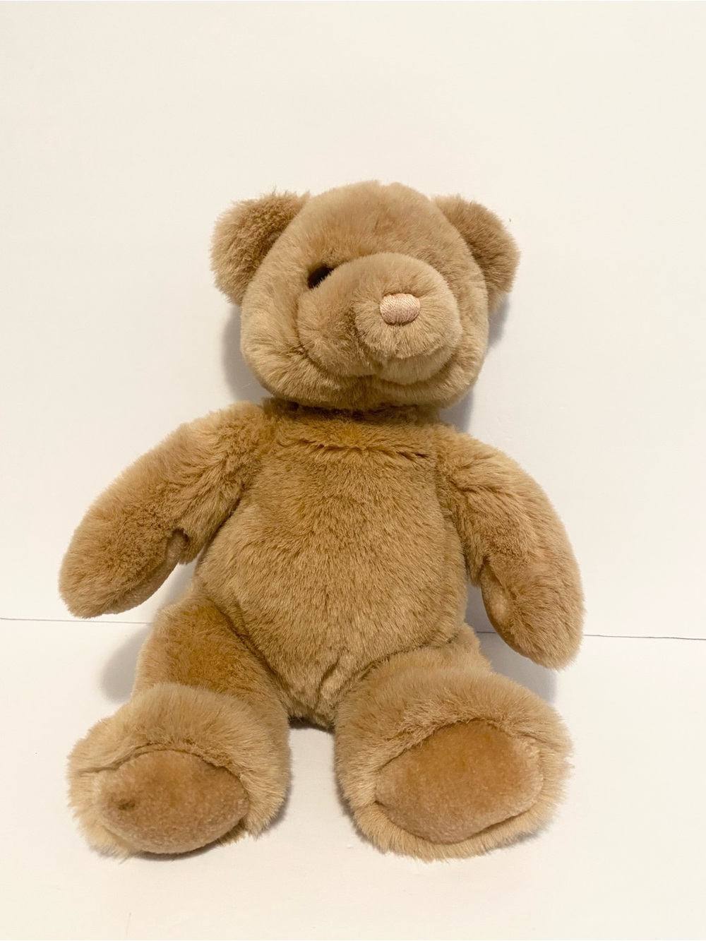 Gund Vintage 1986 Teddy Brown Bear Stuffed Animal Toy 13” Pink Stitch Nose 80s